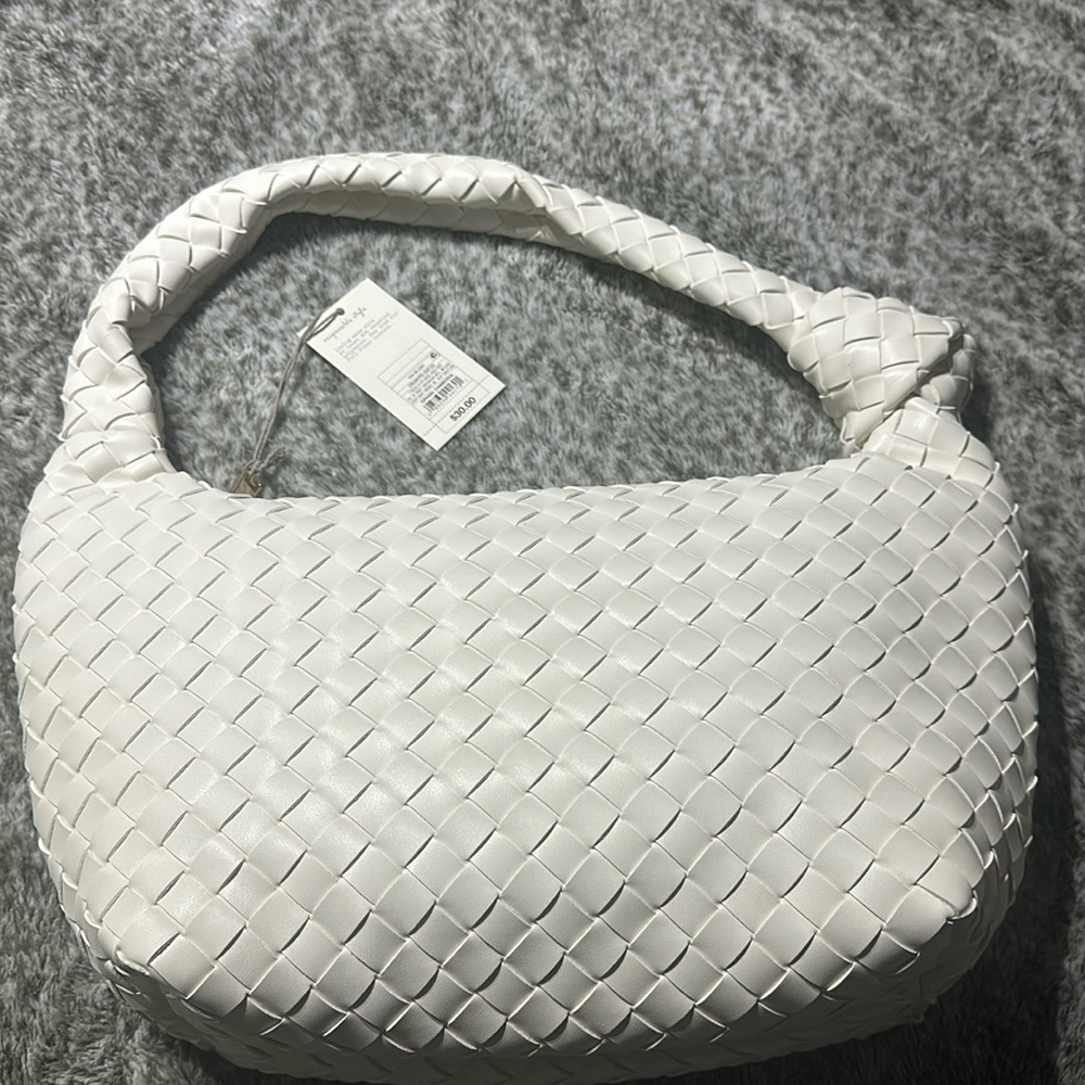 White large woven purse